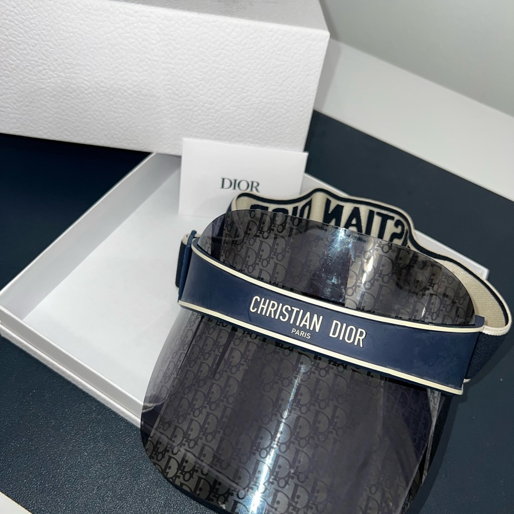 AUTHENTIC CHRISTIAN DIOR BLUE OBLIQUE SUN VISOR.